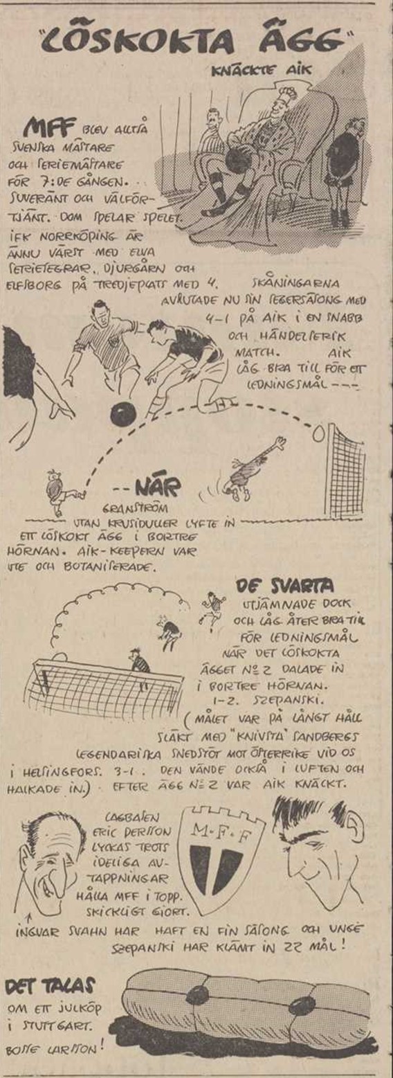 Sunday 29 October 1967, kl 13:30  AIK - Malmö FF 1-4 (1-1)  Råsunda Fotbollstadion, Solna