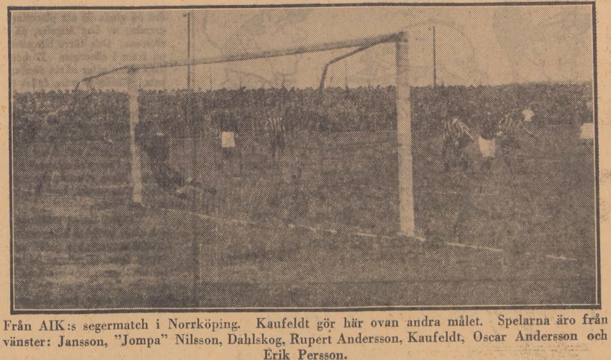 Sunday 3 May 1931, kl 13:00  IK Sleipner - AIK 2-5 (1-2)  Idrottsparken, Norrköping
