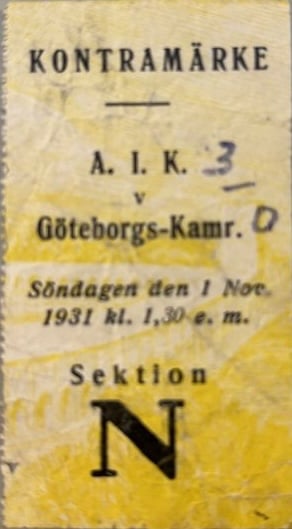 Sunday 1 November 1931, kl 13:30  AIK - IFK Göteborg 3-0 (2-0)  Stockholms stadion, Stockholm