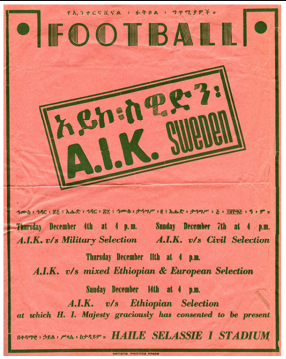 Sunday 7 December 1952, kl 16:00  Etiopisk civil kombination - AIK 0-2 (0-2)  Addis Ababa Stadium, Addis Abeba